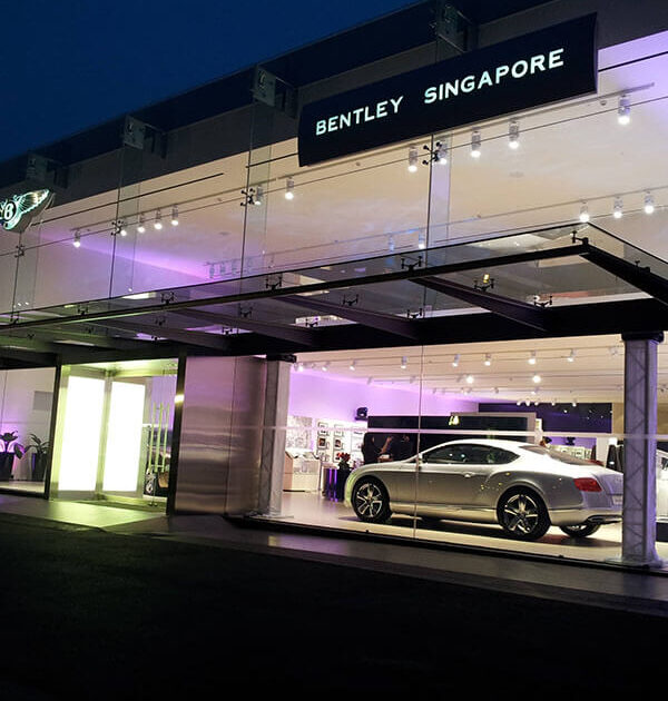 Car showroom lighting project bentley singapore 1