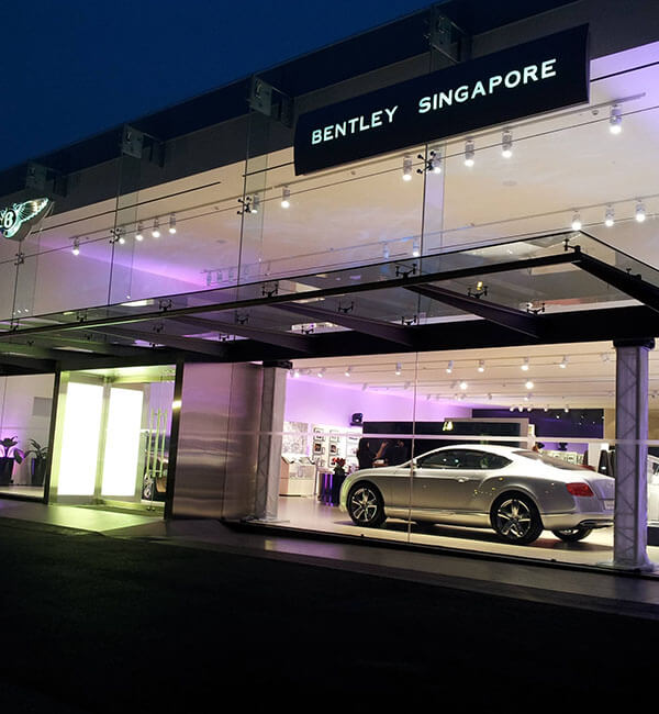 Car showroom lighting project bentley singapore 1