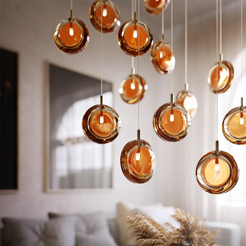 bomma lens collection pendant lighting amber deform studio square