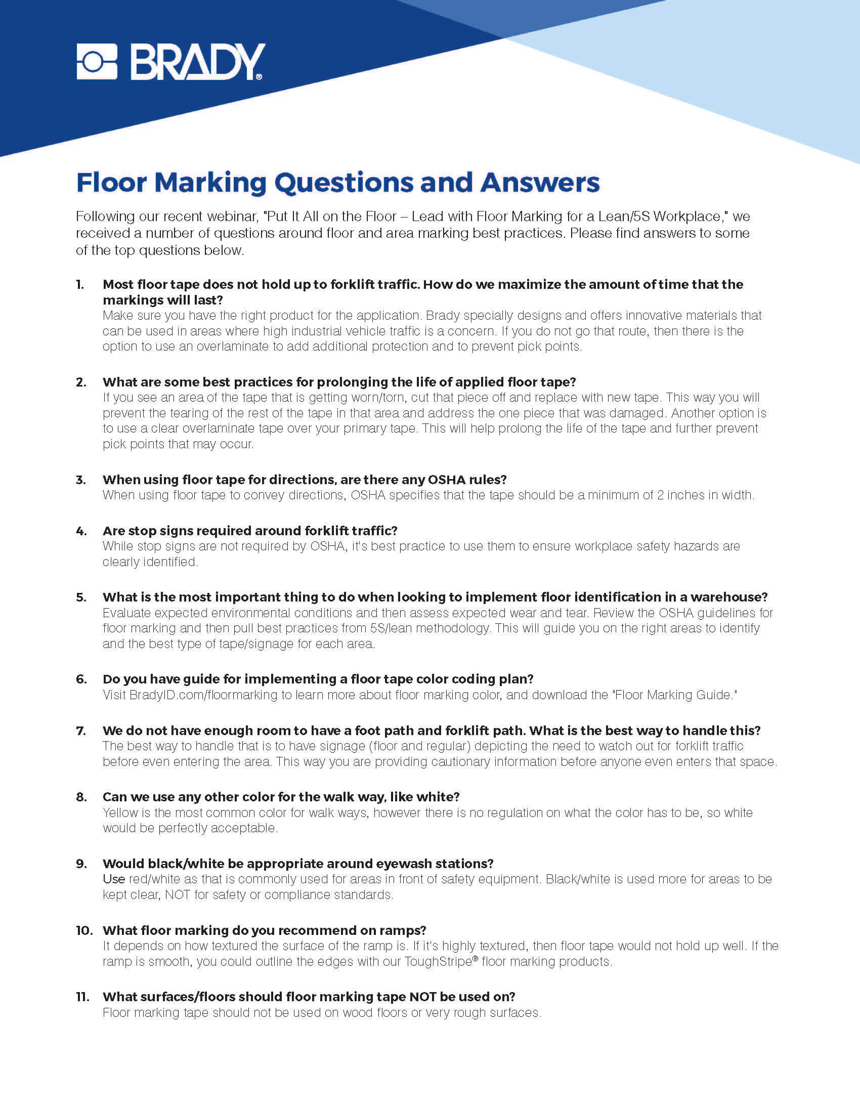 Floor Marking - FAQ