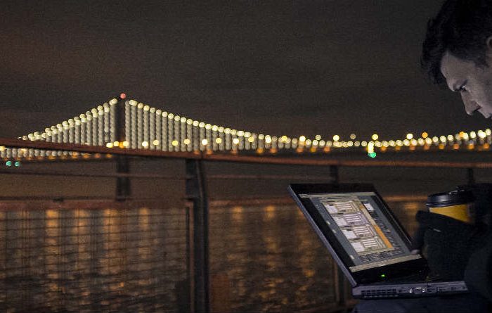 bay bridge lights at night enabled by interact landmark software quote