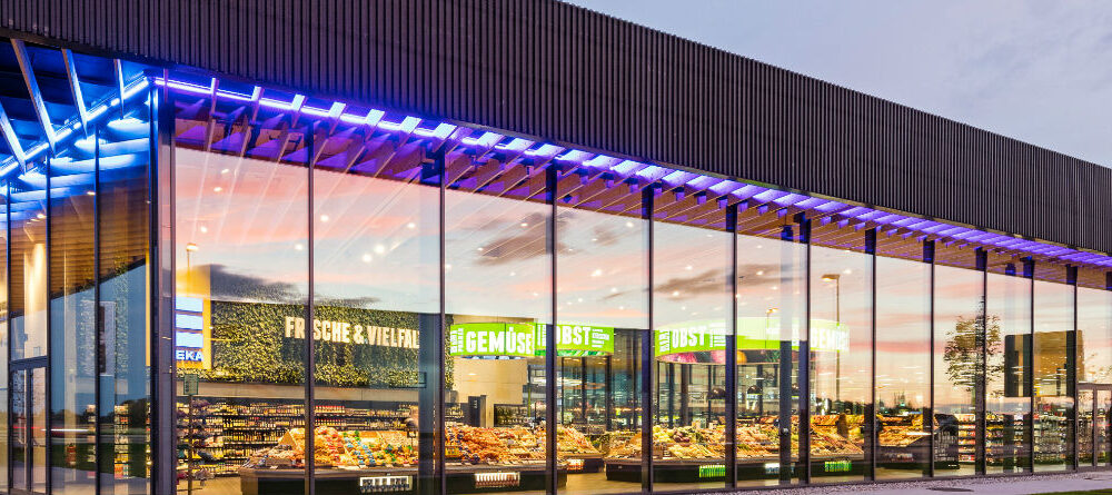 edeka front of store eye catching lighting concept l.